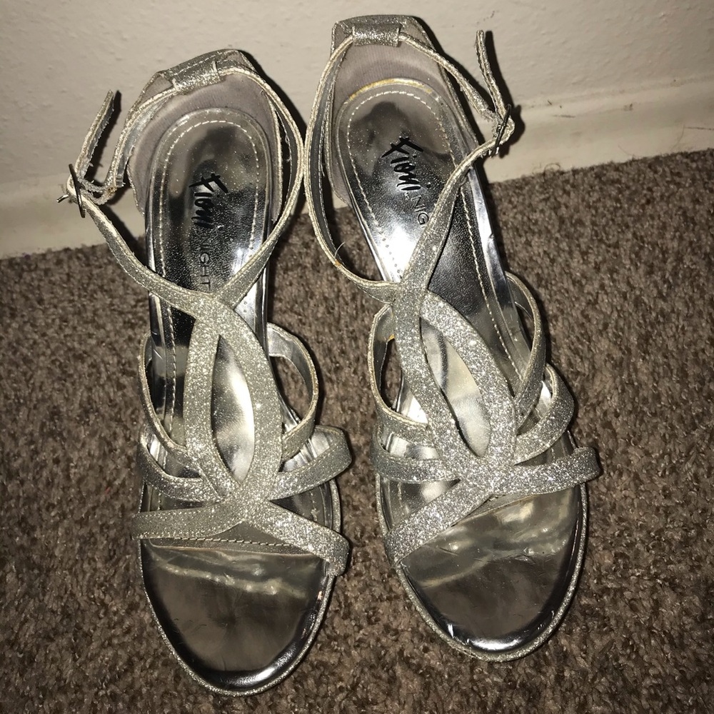 Silver sparkly heels